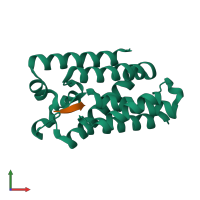 PDB entry 6pju coloured by chain, front view.
