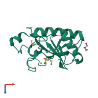 PDB entry 6pjv coloured by chain, top view.