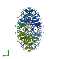 PDB entry 6pk4 coloured by chain, side view.
