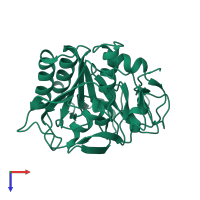 PDB entry 6pkk coloured by chain, top view.