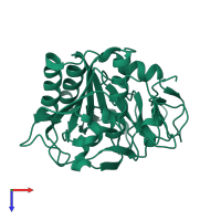 PDB entry 6pkl coloured by chain, top view.