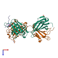 PDB entry 6plh coloured by chain, top view.