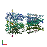 PDB entry 6plt coloured by chain, front view.