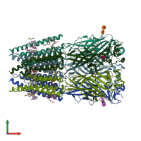 PDB entry 6plu coloured by chain, front view.