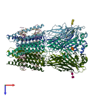 PDB entry 6plu coloured by chain, top view.