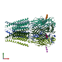 PDB entry 6pm1 coloured by chain, front view.