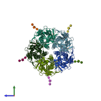 PDB entry 6pm1 coloured by chain, side view.