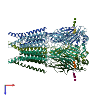 PDB entry 6pm1 coloured by chain, top view.