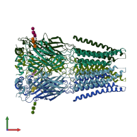 PDB entry 6pm5 coloured by chain, front view.