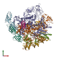 PDB entry 6pmi coloured by chain, front view.