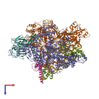 PDB entry 6pmi coloured by chain, top view.