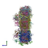 PDB entry 6pnj coloured by chain, side view.