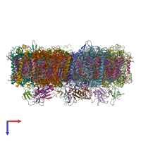 PDB entry 6pnj coloured by chain, top view.