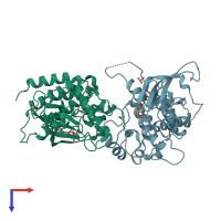 PDB entry 6pnx coloured by chain, top view.