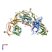 PDB entry 6pol coloured by chain, top view.