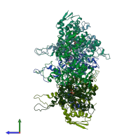 PDB entry 6pp8 coloured by chain, side view.