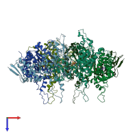 PDB entry 6pp8 coloured by chain, top view.