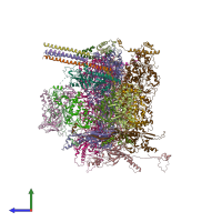 PDB entry 6ppb coloured by chain, side view.