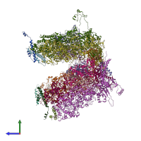 PDB entry 6ppd coloured by chain, side view.