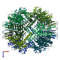 PDB entry 6ppe coloured by chain, top view.