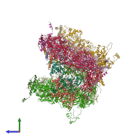 PDB entry 6pph coloured by chain, side view.