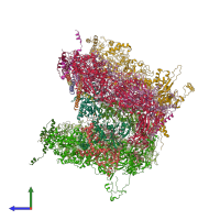 PDB entry 6pph coloured by chain, side view.