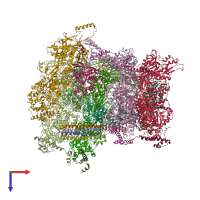 PDB entry 6pph coloured by chain, top view.