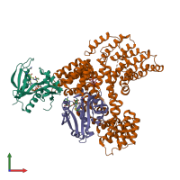 PDB entry 6ppl coloured by chain, front view.