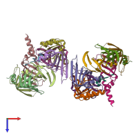 PDB entry 6ppn coloured by chain, top view.