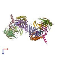 PDB entry 6ppp coloured by chain, top view.