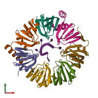 PDB entry 6ppq coloured by chain, front view.