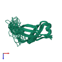 PDB entry 6ppt coloured by chain, ensemble of 20 models, top view.