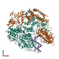 PDB entry 6ppu coloured by chain, front view.