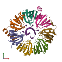 PDB entry 6ppv coloured by chain, front view.