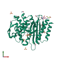 PDB entry 6pq8 coloured by chain, front view.