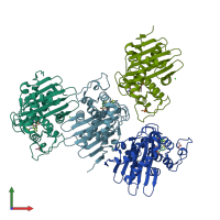 PDB entry 6pqi coloured by chain, front view.