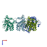 PDB entry 6pqi coloured by chain, top view.