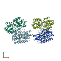 PDB entry 6pql coloured by chain, front view.