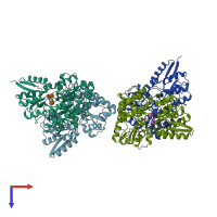 PDB entry 6pql coloured by chain, top view.