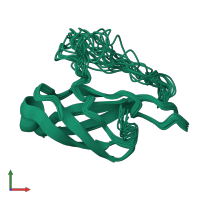 PDB entry 6pqm coloured by chain, ensemble of 20 models, front view.
