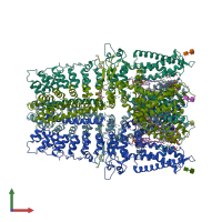 PDB entry 6pqo coloured by chain, front view.