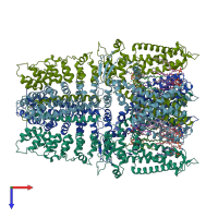 PDB entry 6pqq coloured by chain, top view.