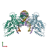 PDB entry 6pqr coloured by chain, front view.