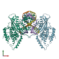 PDB entry 6pqy coloured by chain, front view.