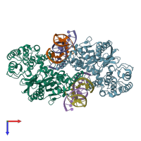 PDB entry 6pqy coloured by chain, top view.