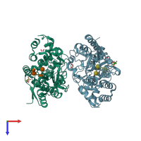 PDB entry 6prg coloured by chain, top view.