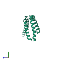PDB entry 6prh coloured by chain, side view.