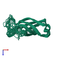 PDB entry 6prp coloured by chain, ensemble of 20 models, top view.