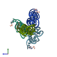 PDB entry 6prv coloured by chain, side view.