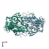 PDB entry 6prx coloured by chain, top view.